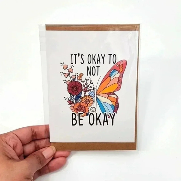 It's Okay to Not Be Okay Handmade Blank Greeting Card 4x6 - Picture 1 of 1